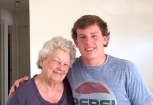 Grandson hugging his grandmother